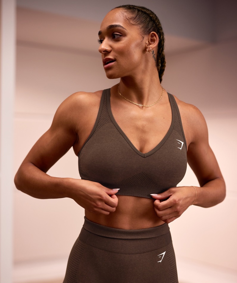 Gymshark Vital Sømløs 2,0 V-hals Sports-bh Espresso Marl