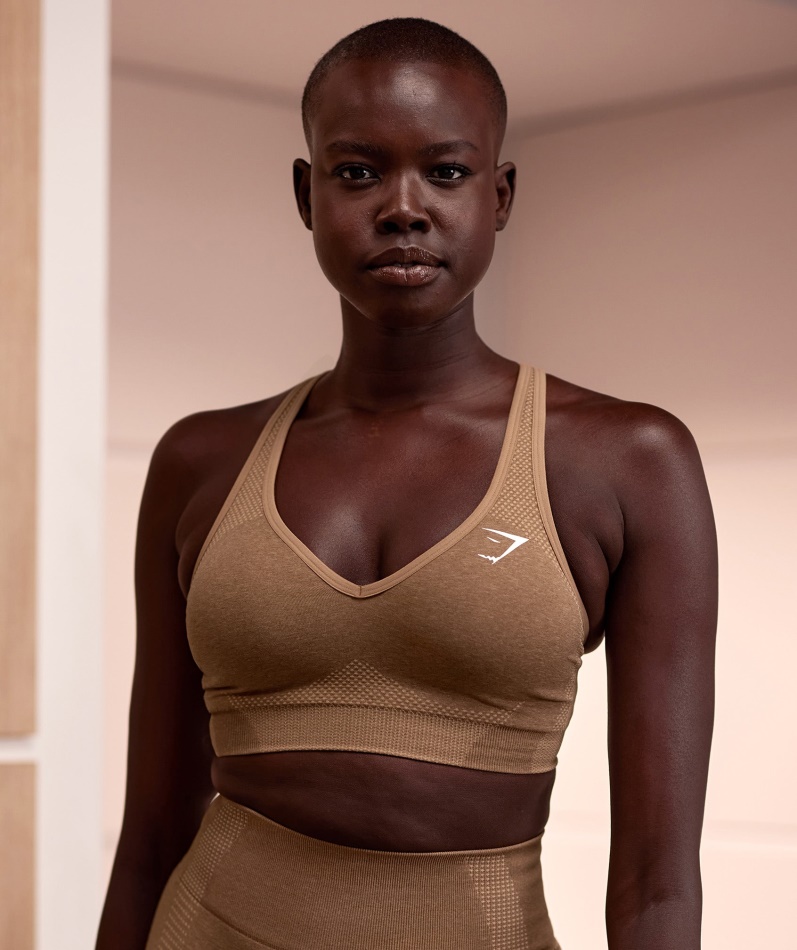 Gymshark Vital Sømløs 2.0 V-hals Sports-bh Fawn Marl