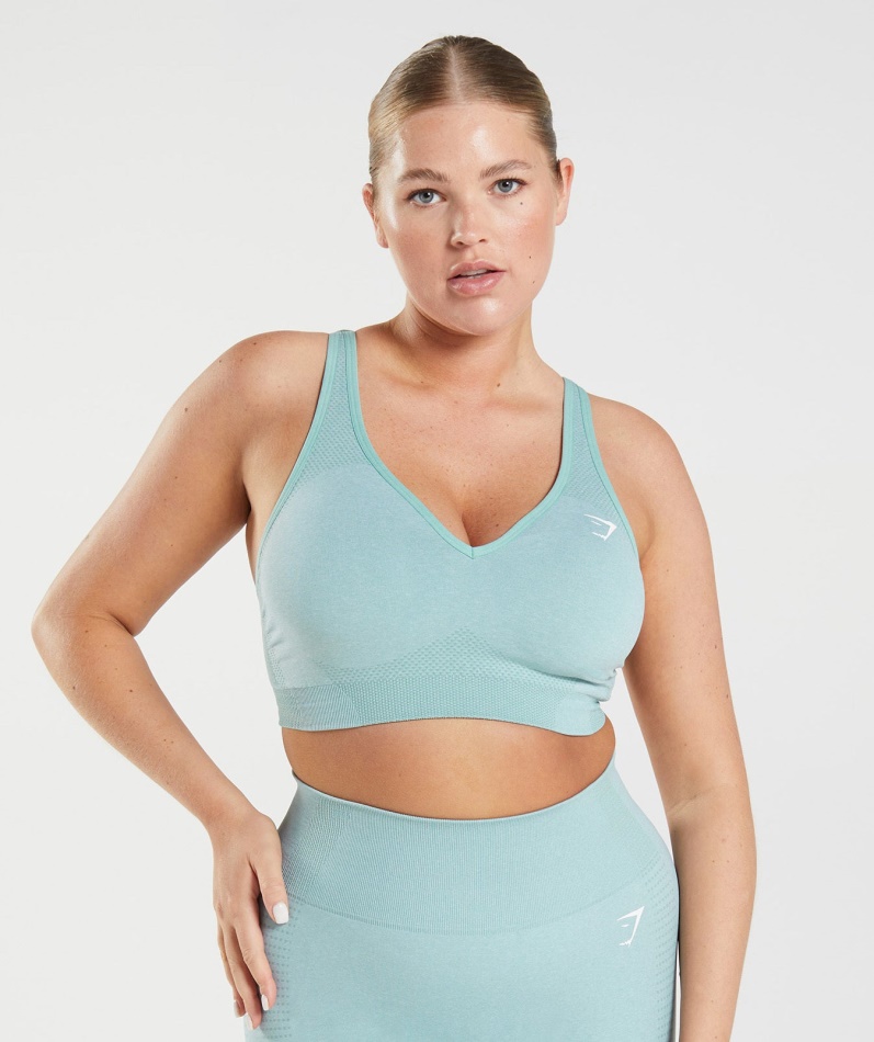 Gymshark Vital Sømløs 2.0 V-hals Sports-bh Perleblå Marl