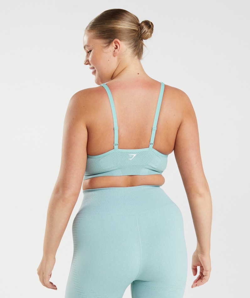 Gymshark Vital Sømløs 2.0 V-hals Sports-bh Perleblå Marl