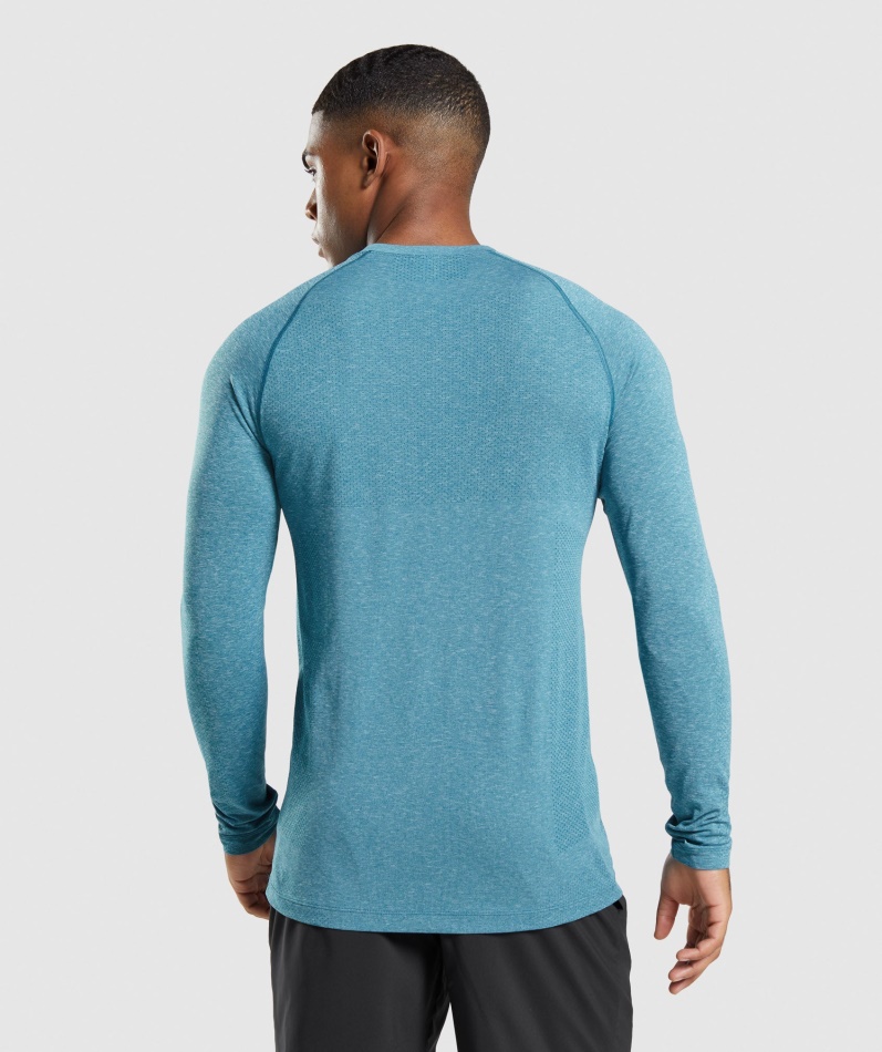 Gymshark Vital Sømløs Lett Langermet T-skjorte Tahoe Teal Marl