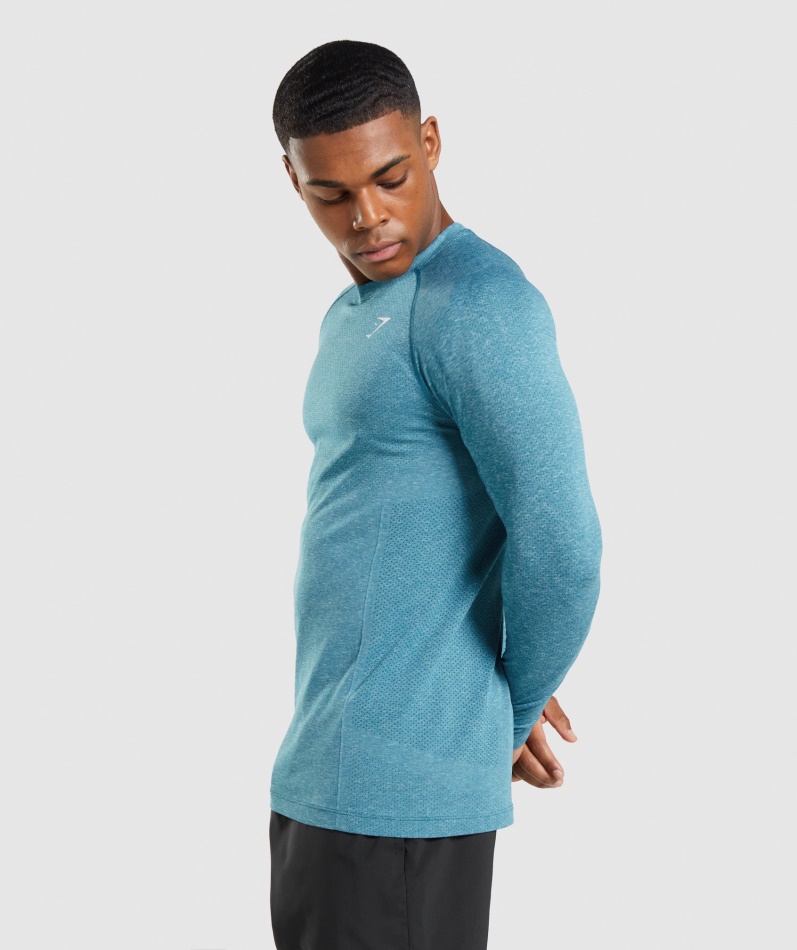 Gymshark Vital Sømløs Lett Langermet T-skjorte Tahoe Teal Marl