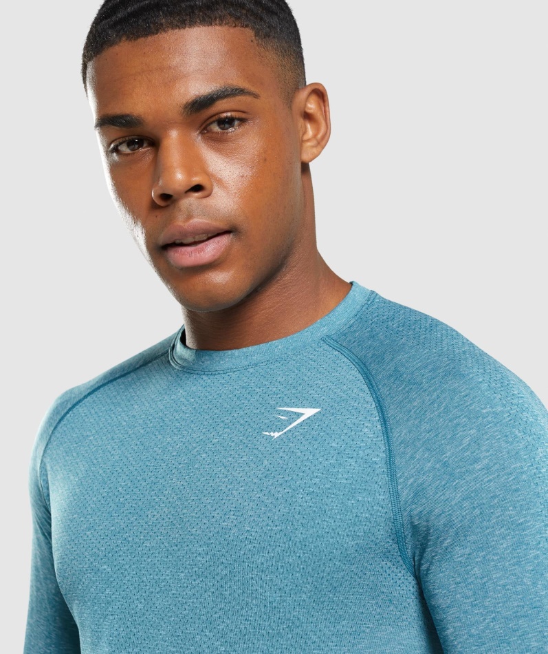 Gymshark Vital Sømløs Lett Langermet T-skjorte Tahoe Teal Marl