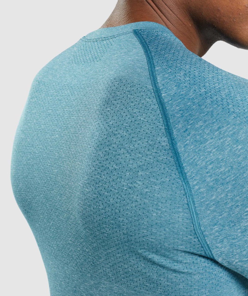 Gymshark Vital Sømløs Lett Langermet T-skjorte Tahoe Teal Marl