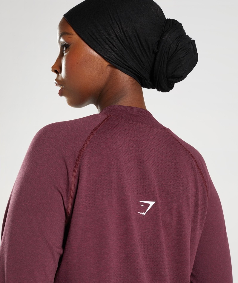Gymshark Vital Sømløs Lang Linje Topp Bakt Rødbrun Mergel