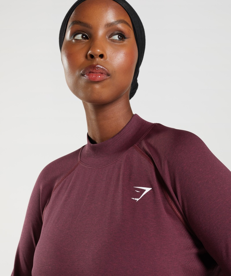 Gymshark Vital Sømløs Lang Linje Topp Bakt Rødbrun Mergel