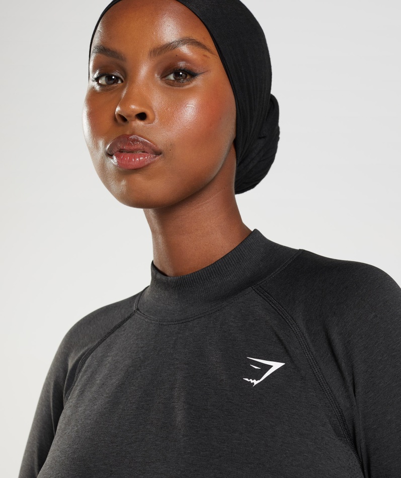 Gymshark Vital Sømløs Lang Linje Topp Svart Mergel