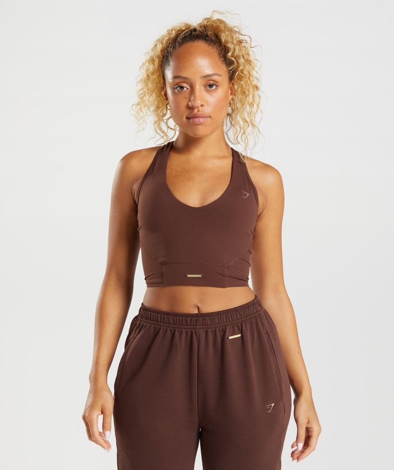 Gymshark Whitney Crop Tank Gjenopptenne Brun