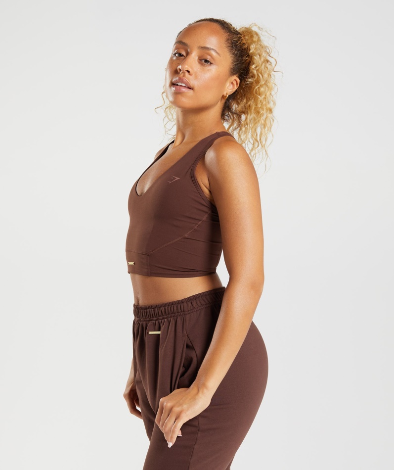 Gymshark Whitney Crop Tank Gjenopptenne Brun