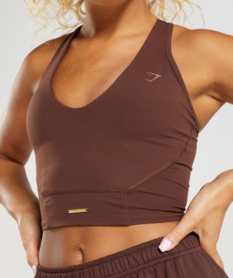 Gymshark Whitney Crop Tank Gjenopptenne Brun