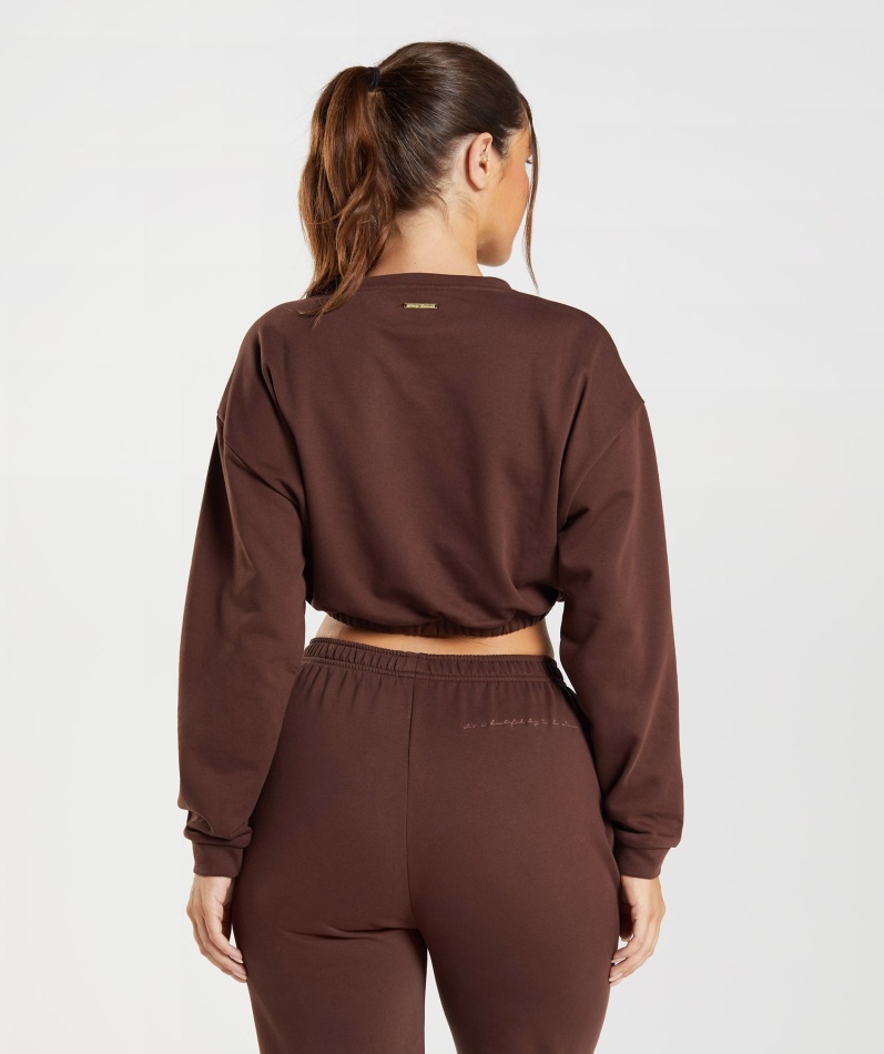 Gymshark Whitney Cropped Pullover Gjenopptenne Brun