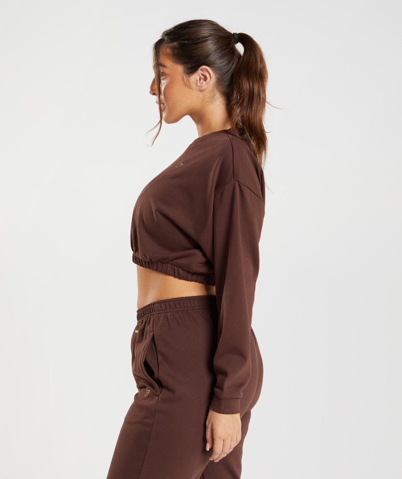 Gymshark Whitney Cropped Pullover Gjenopptenne Brun