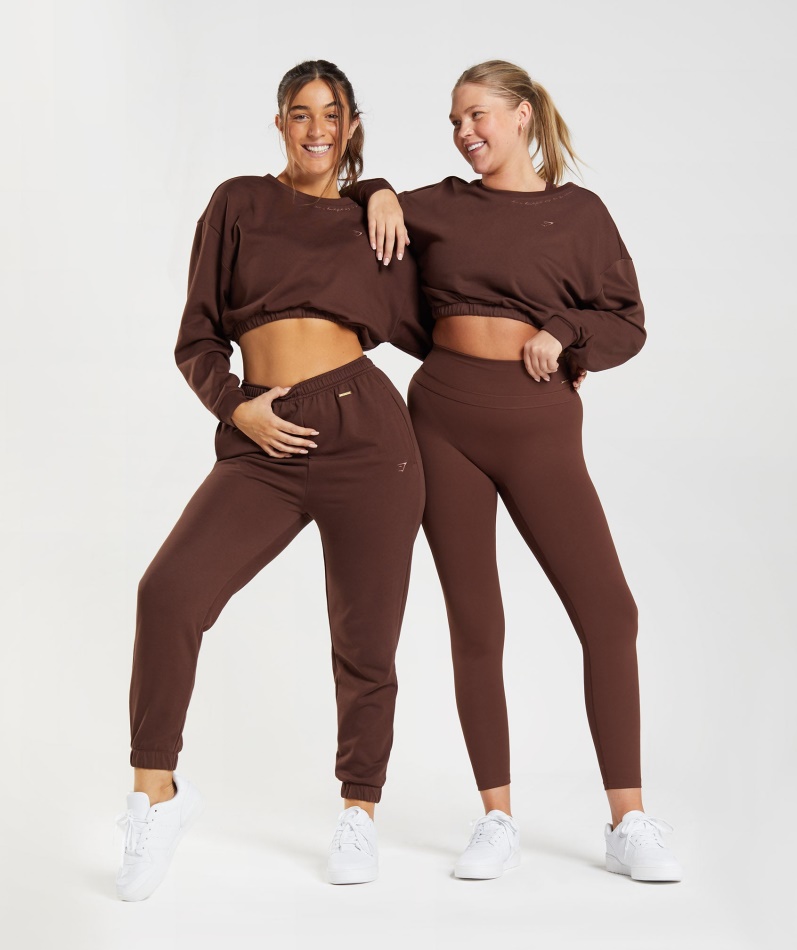Gymshark Whitney Cropped Pullover Gjenopptenne Brun