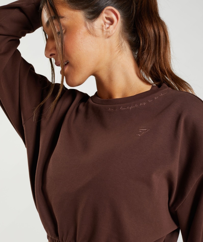 Gymshark Whitney Cropped Pullover Gjenopptenne Brun
