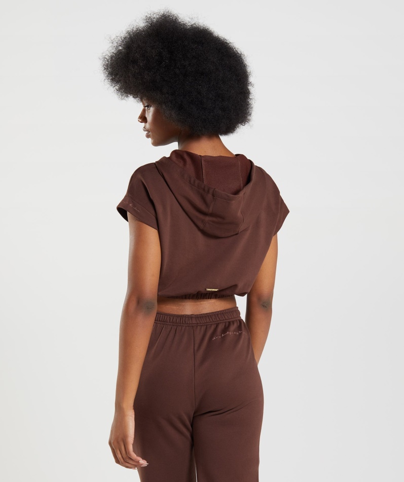 Gymshark Whitney Cropped Ermeløs Hettegenser Gjenopplive Brun