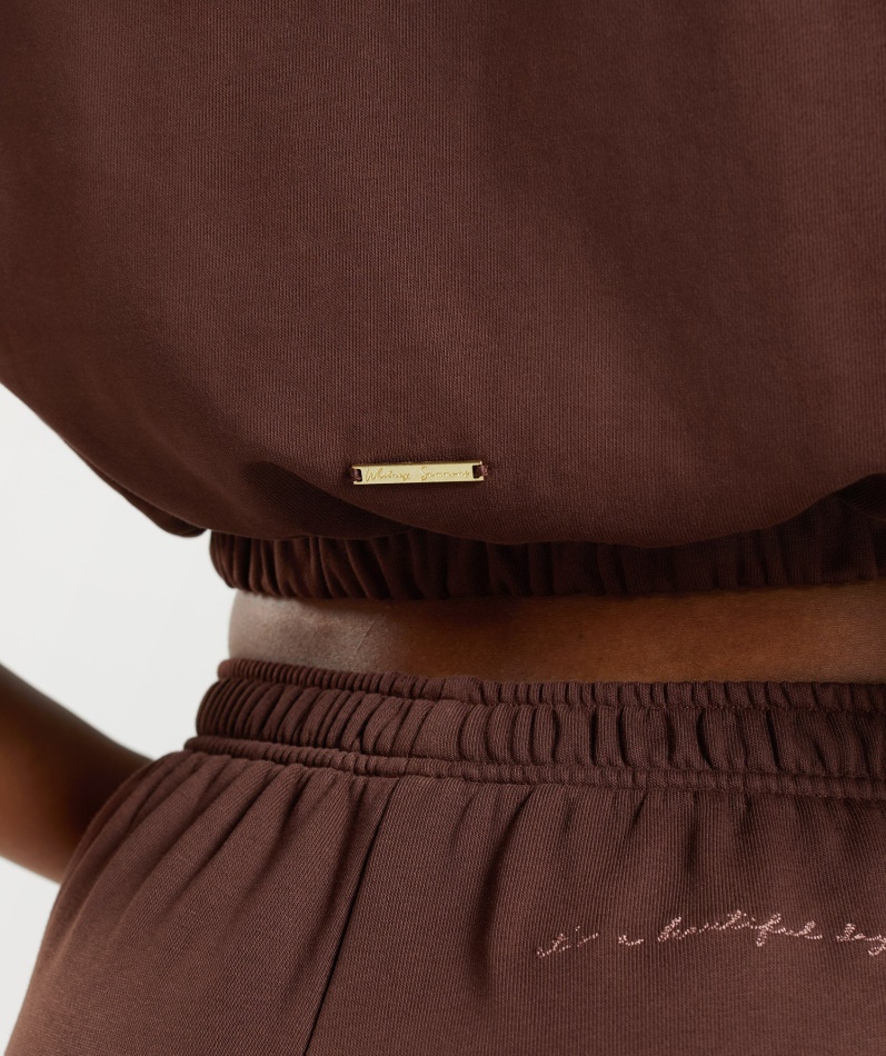 Gymshark Whitney Cropped Ermeløs Hettegenser Gjenopplive Brun