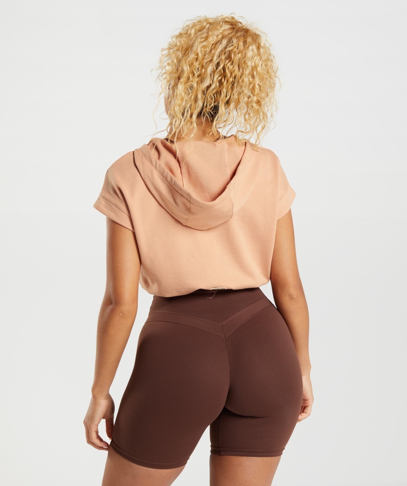 Gymshark Whitney Cropped Ermeløs Hettegenser Sunset Beige