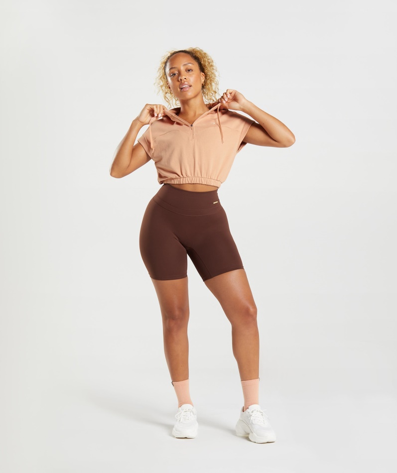 Gymshark Whitney Cropped Ermeløs Hettegenser Sunset Beige