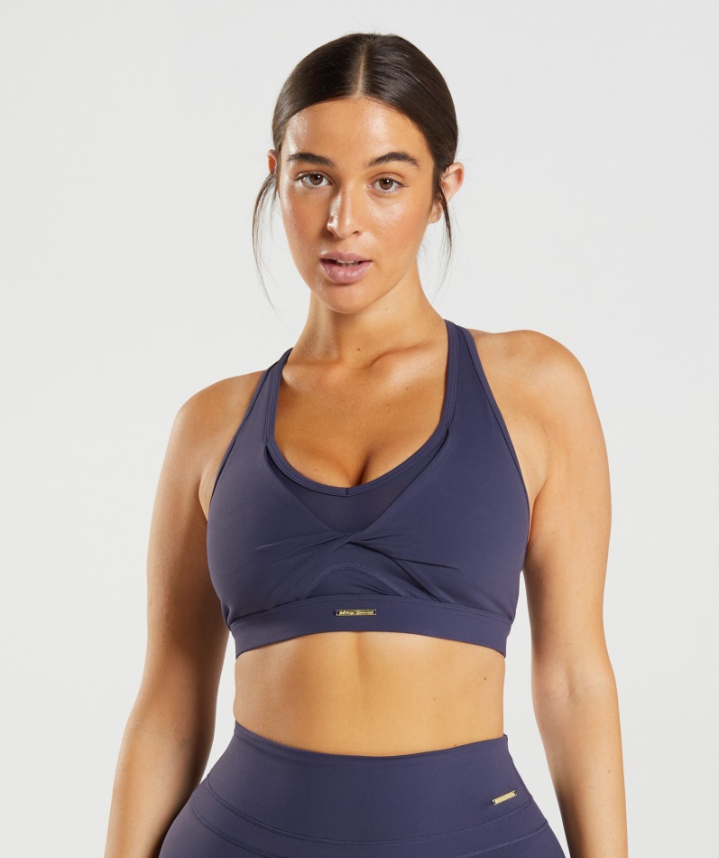 Gymshark Whitney Mesh Sports-bh Indigo Marineblå