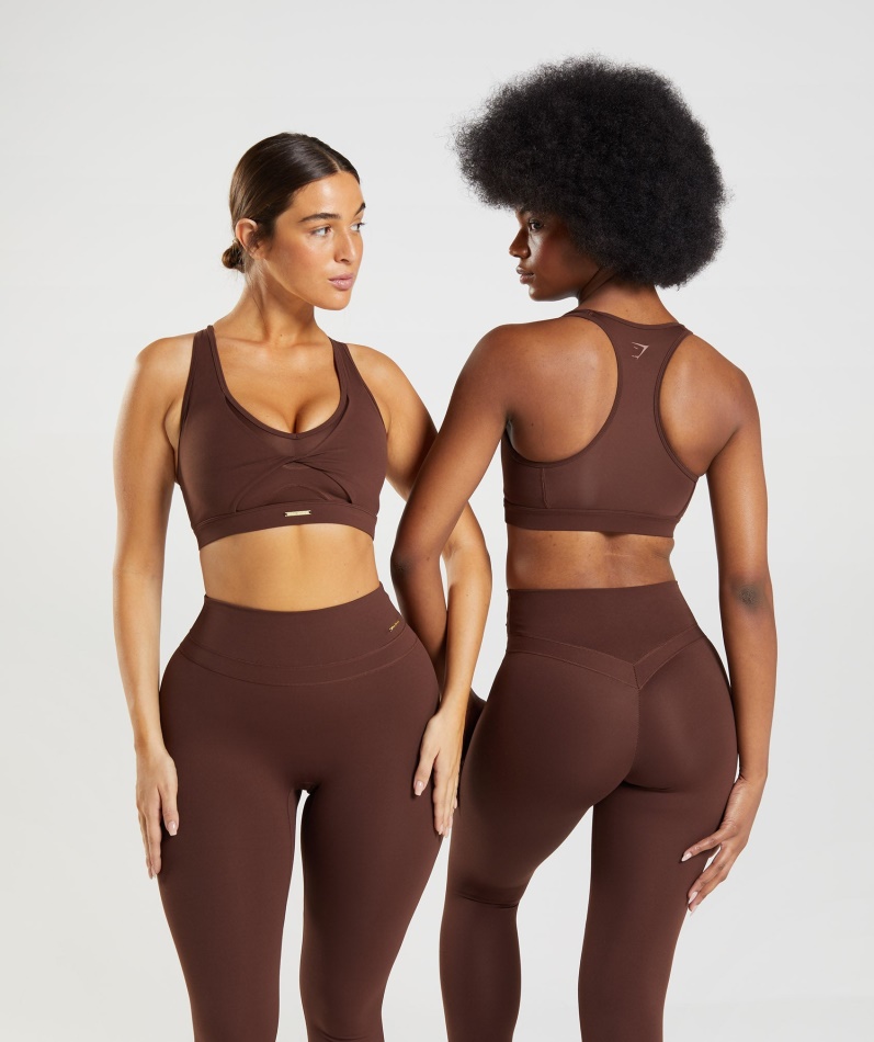 Gymshark Whitney Mesh Sports-bh Gjenoppstår Brun