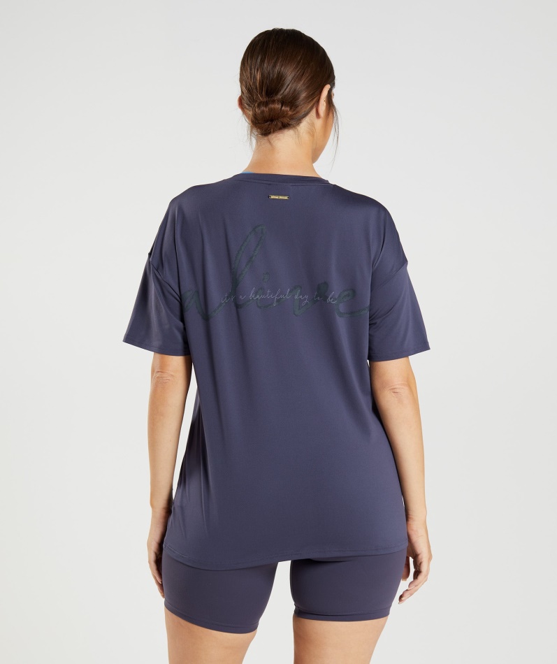 Gymshark Whitney Oversized T-skjorte Indigo Marineblå