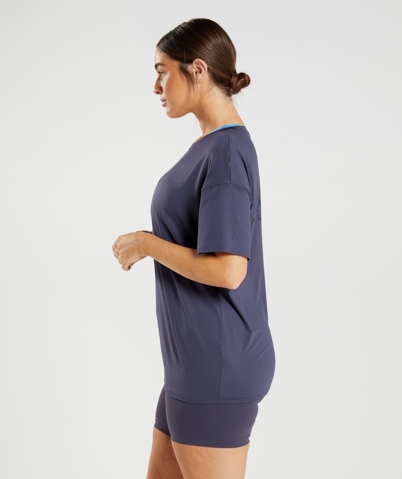 Gymshark Whitney Oversized T-skjorte Indigo Marineblå