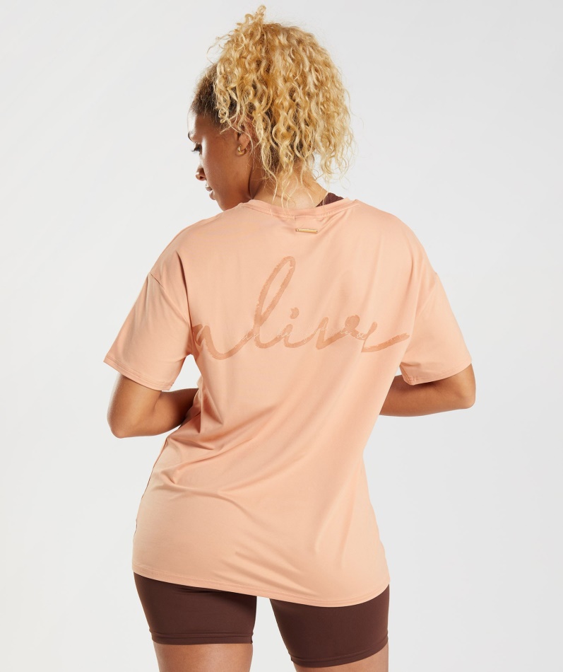 Gymshark Whitney Oversized T-skjorte Sunset Beige