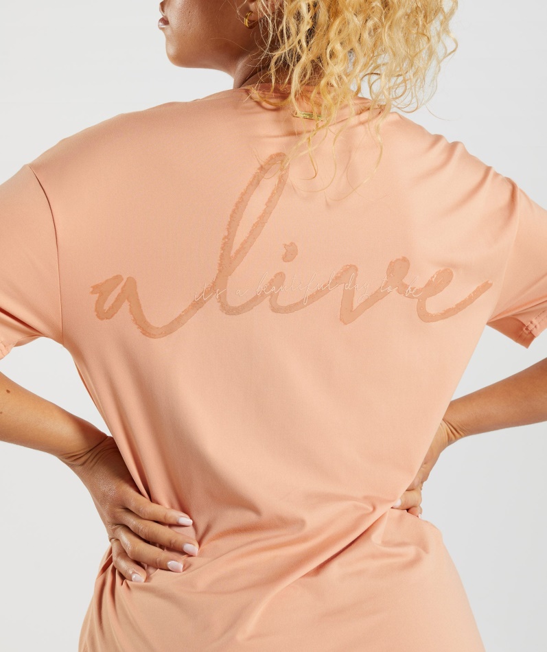 Gymshark Whitney Oversized T-skjorte Sunset Beige