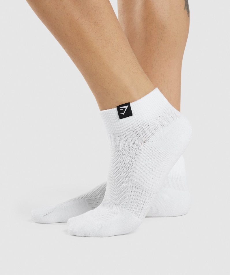 Gymshark Woven Tab Sneaker Sokker 3pk Hvit