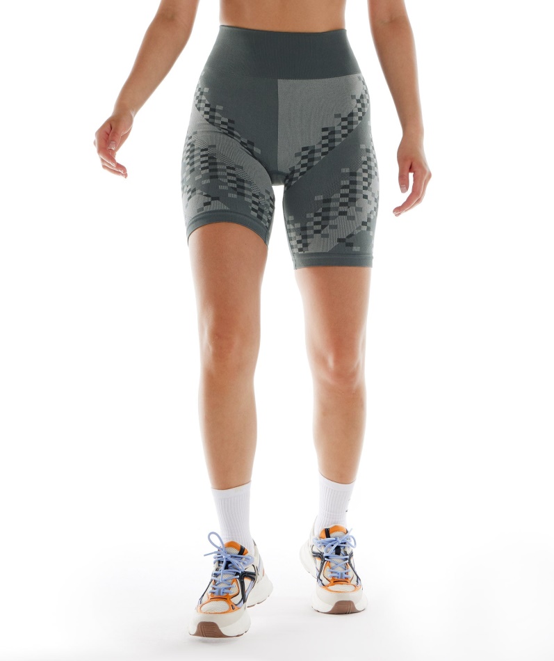 Gymshark Wtflex Cyborg Sømløs Sykkelshorts Grå-svart-lysegrå