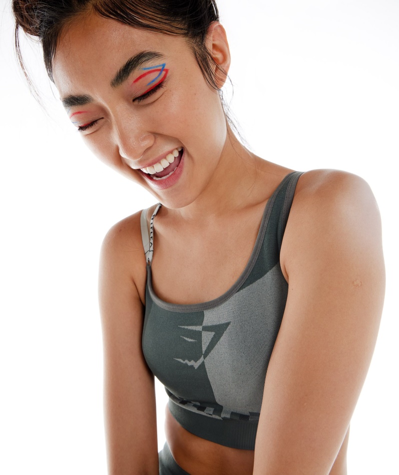 Gymshark Wtflex Cyborg Sømløs Sports-bh Grå-svart-lys Grå