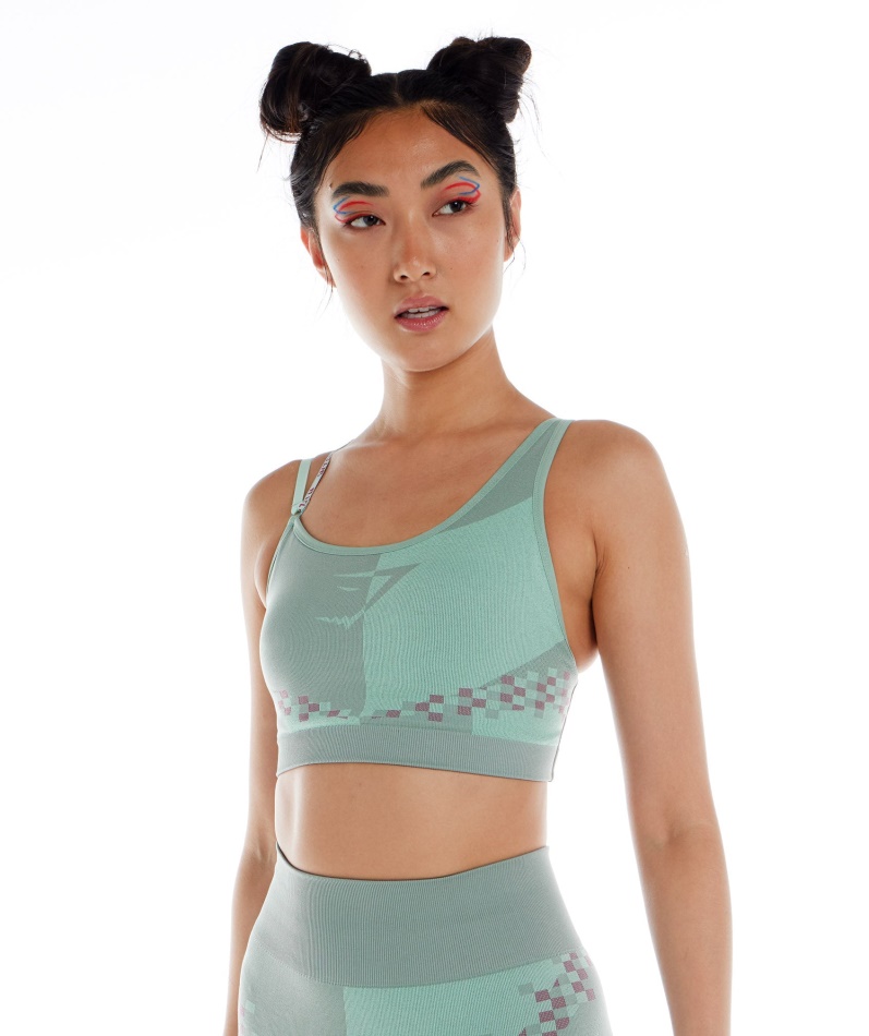 Gymshark Wtflex Cyborg Sømløs Sports-bh Maya Blå-rosa-turboblå