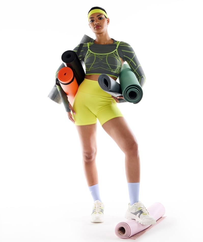 Gymshark Wtflex Lineær Sømløs Sports-bh Grå-fluo Grønn-lys Grå