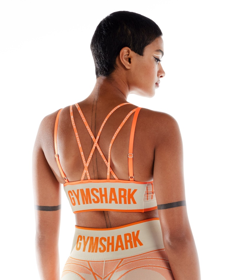 Gymshark Wtflex Lineær Sømløs Sports-bh Pebble Grå-oransje-hvit