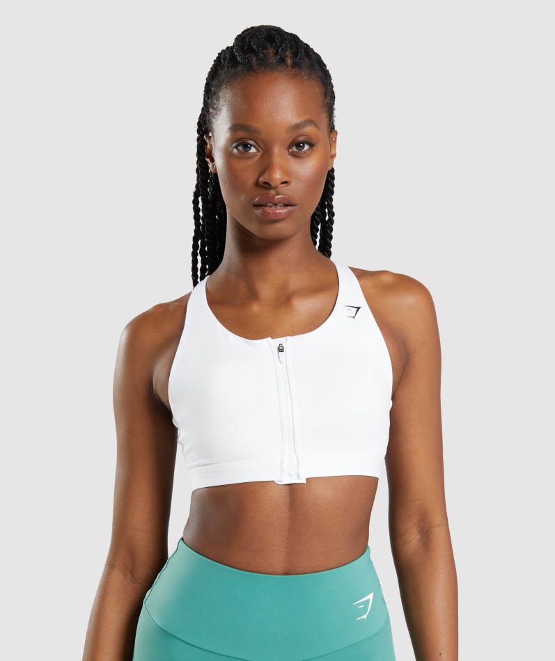 Gymshark Sports-bh Med Glidelås Hvit