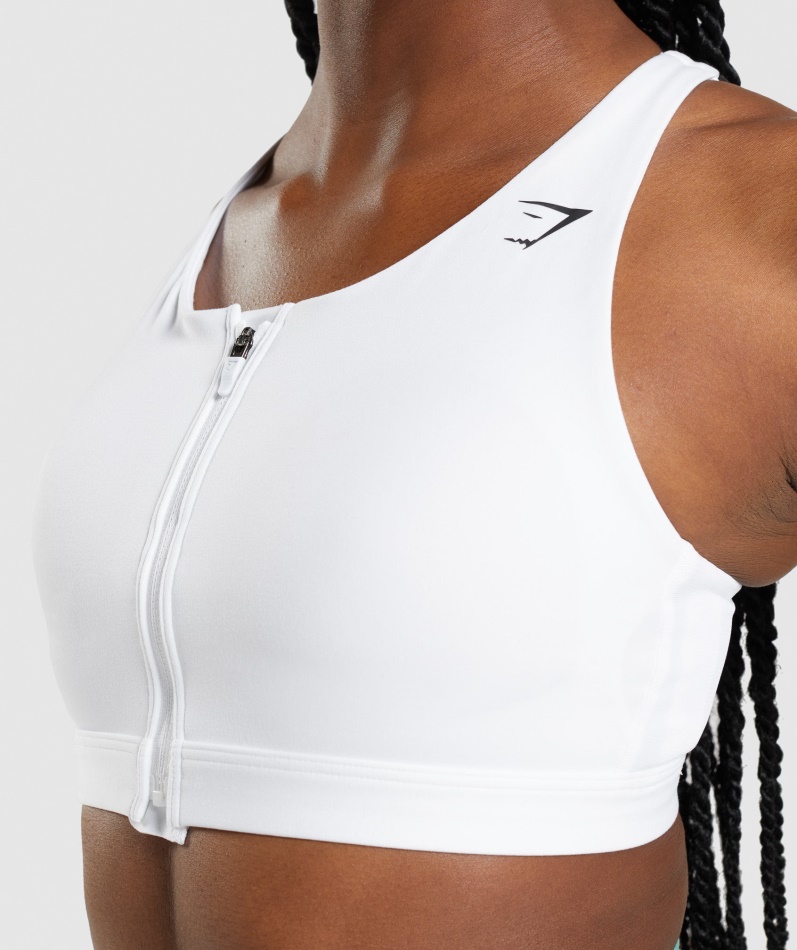 Gymshark Sports-bh Med Glidelås Hvit